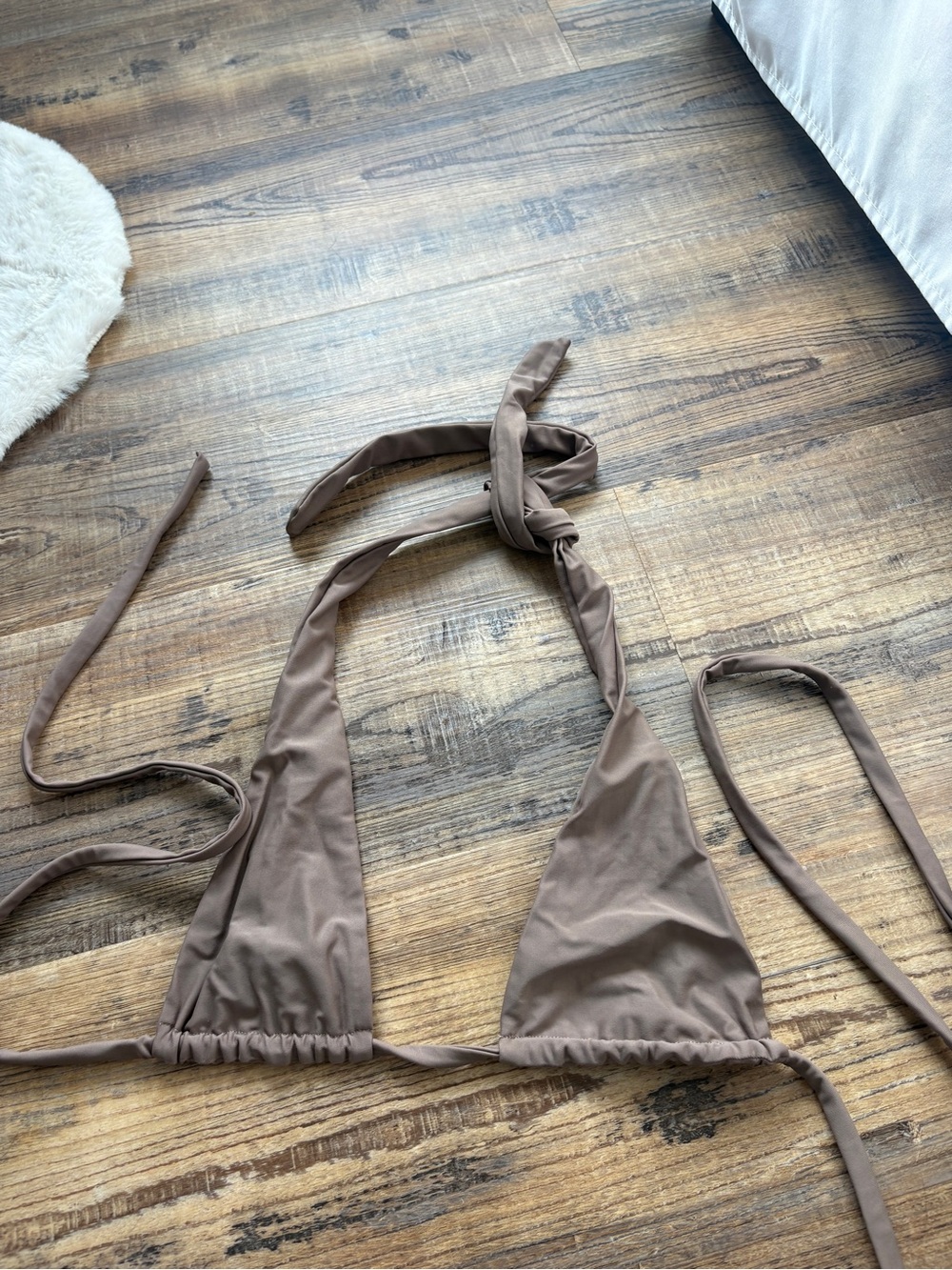Solid Taupe Halter Triangle Bikini set